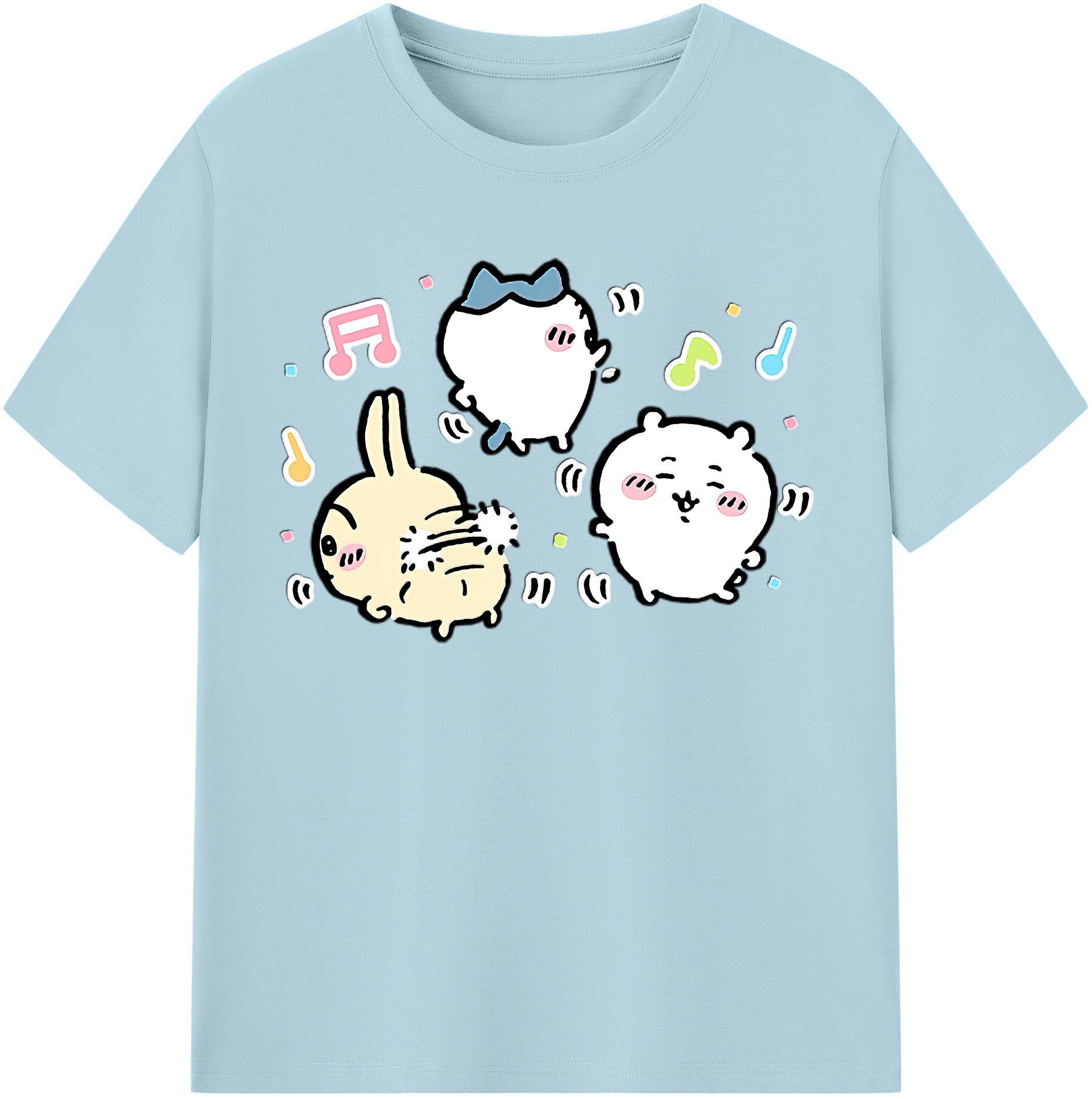 （画像用） ちいかわ うさぎ Chii-kawa usagi 綿100％半袖Tシャツ（フロントプリント）